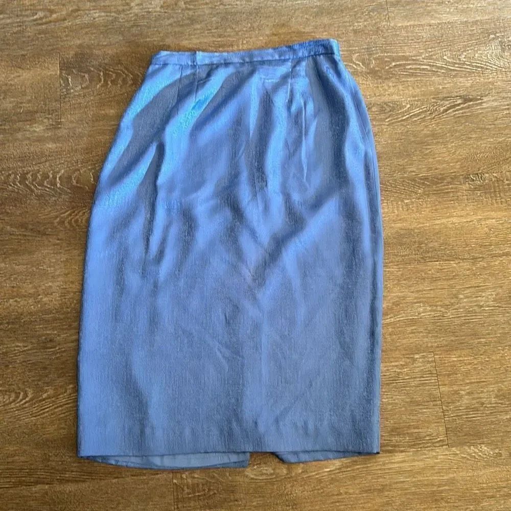 Adrianna Papell blue silk midi skirt 10